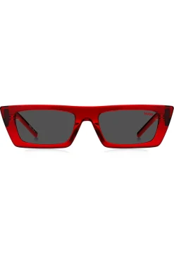 Sonnenbrille aus rotem Acetat mit 3D-Monogramm