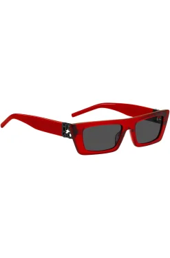 Sonnenbrille aus rotem Acetat mit 3D-Monogramm