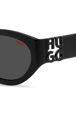 Sonnenbrille aus schwarzem Acetat mit 3D-Monogramm