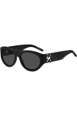 Sonnenbrille aus schwarzem Acetat mit 3D-Monogramm