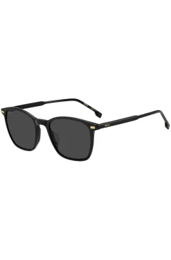 Sonnenbrille aus schwarzem Acetat mit Logo am Bügel