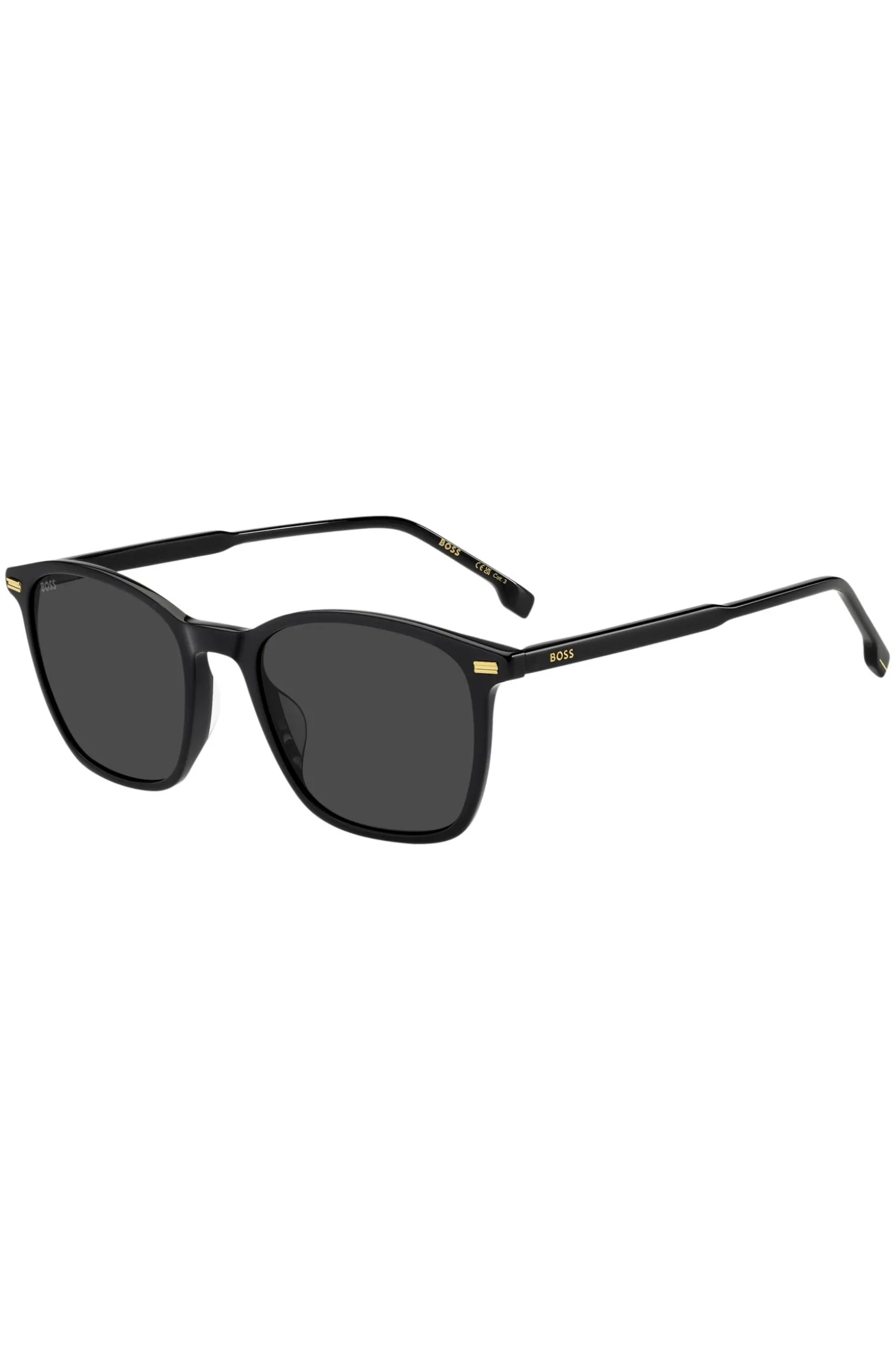Sonnenbrille aus schwarzem Acetat mit Logo am Bügel