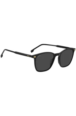 Sonnenbrille aus schwarzem Acetat mit Logo am Bügel