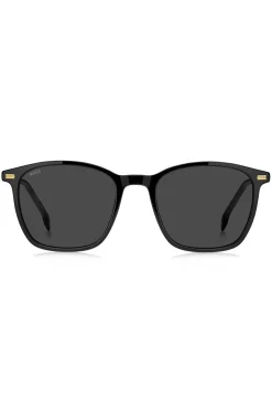 Sonnenbrille aus schwarzem Acetat mit Logo am Bügel