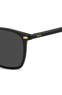 Sonnenbrille aus schwarzem Acetat mit Logo am Bügel