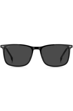 Sonnenbrille aus schwarzem Acetat mit Logo am Bügel