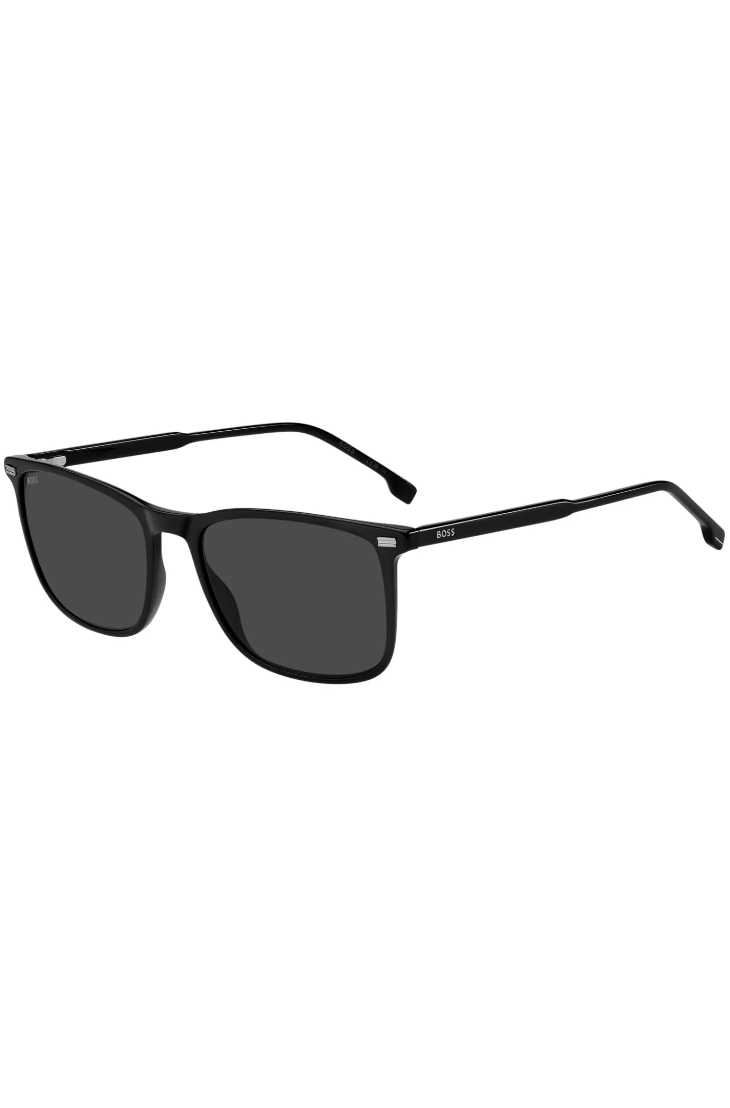 Sonnenbrille aus schwarzem Acetat mit Logo am Bügel