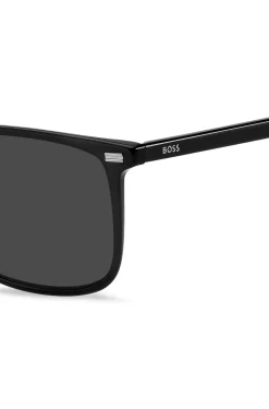 Sonnenbrille aus schwarzem Acetat mit Logo am Bügel
