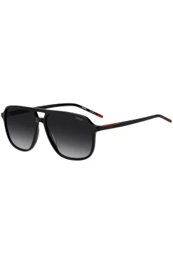 Sonnenbrille aus schwarzem Acetat mit Doppelsteg