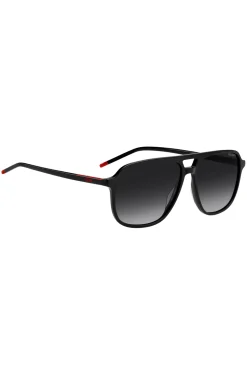 Sonnenbrille aus schwarzem Acetat mit Doppelsteg