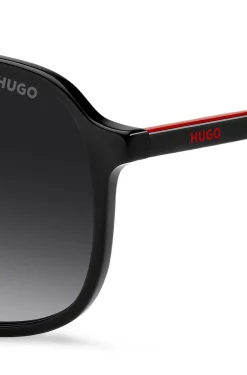 Sonnenbrille aus schwarzem Acetat mit Doppelsteg