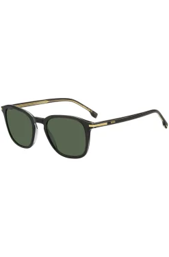 Sonnenbrille aus schwarzem Acetat mit goldfarbenen Details