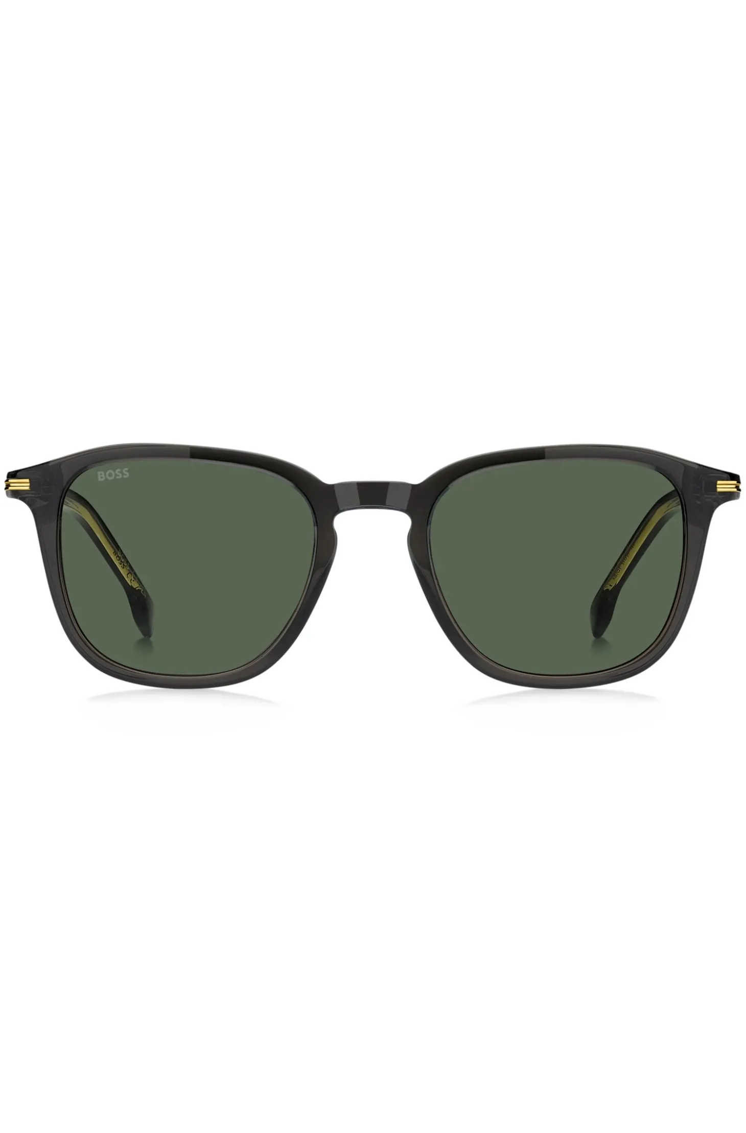 Sonnenbrille aus schwarzem Acetat mit goldfarbenen Details
