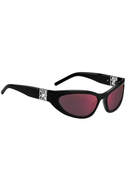 Sonnenbrille aus schwarzem Acetat mit 3D-Monogramm