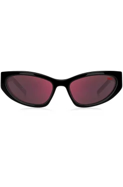 Sonnenbrille aus schwarzem Acetat mit 3D-Monogramm