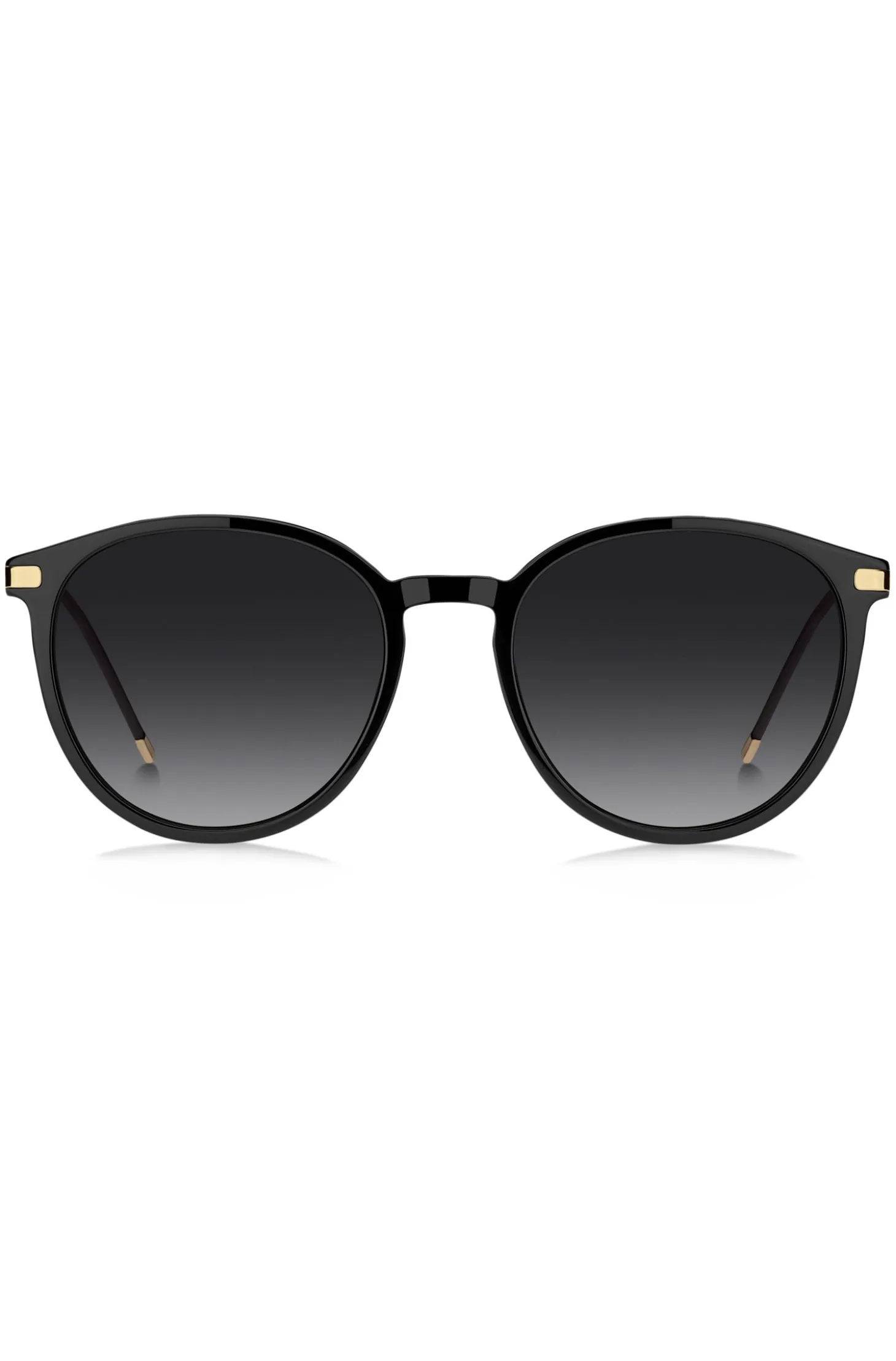 Sonnenbrille aus schwarzem Acetat mit goldfarbenen Bügeln