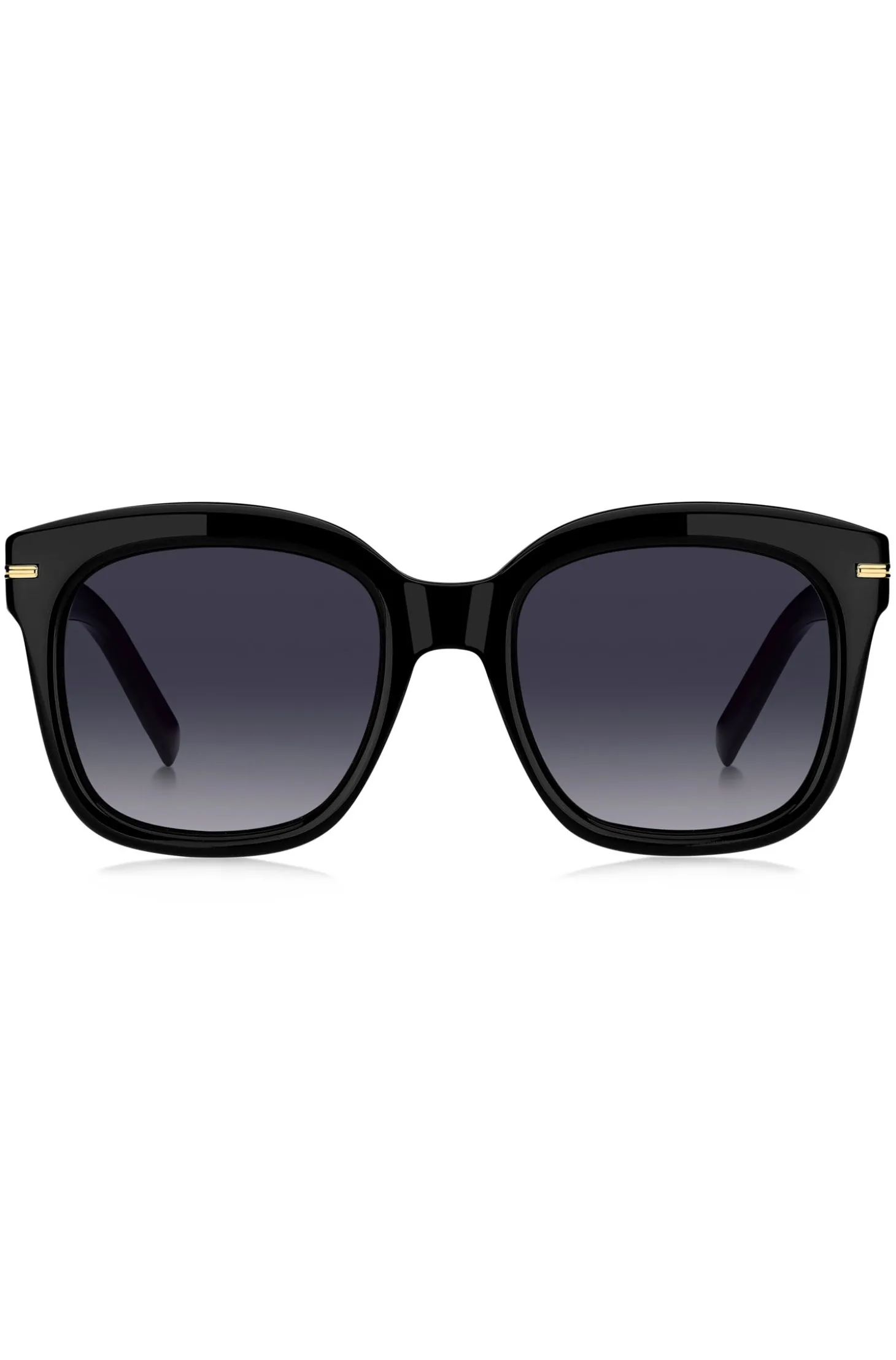 Sonnenbrille aus schwarzem Acetat mit goldfarbenen Scharnieren