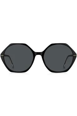 Sonnenbrille aus schwarzem Acetat mit eckiger Fassung