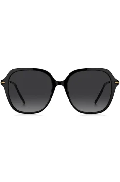 Sonnenbrille aus schwarzem Acetat mit Metallbügeln