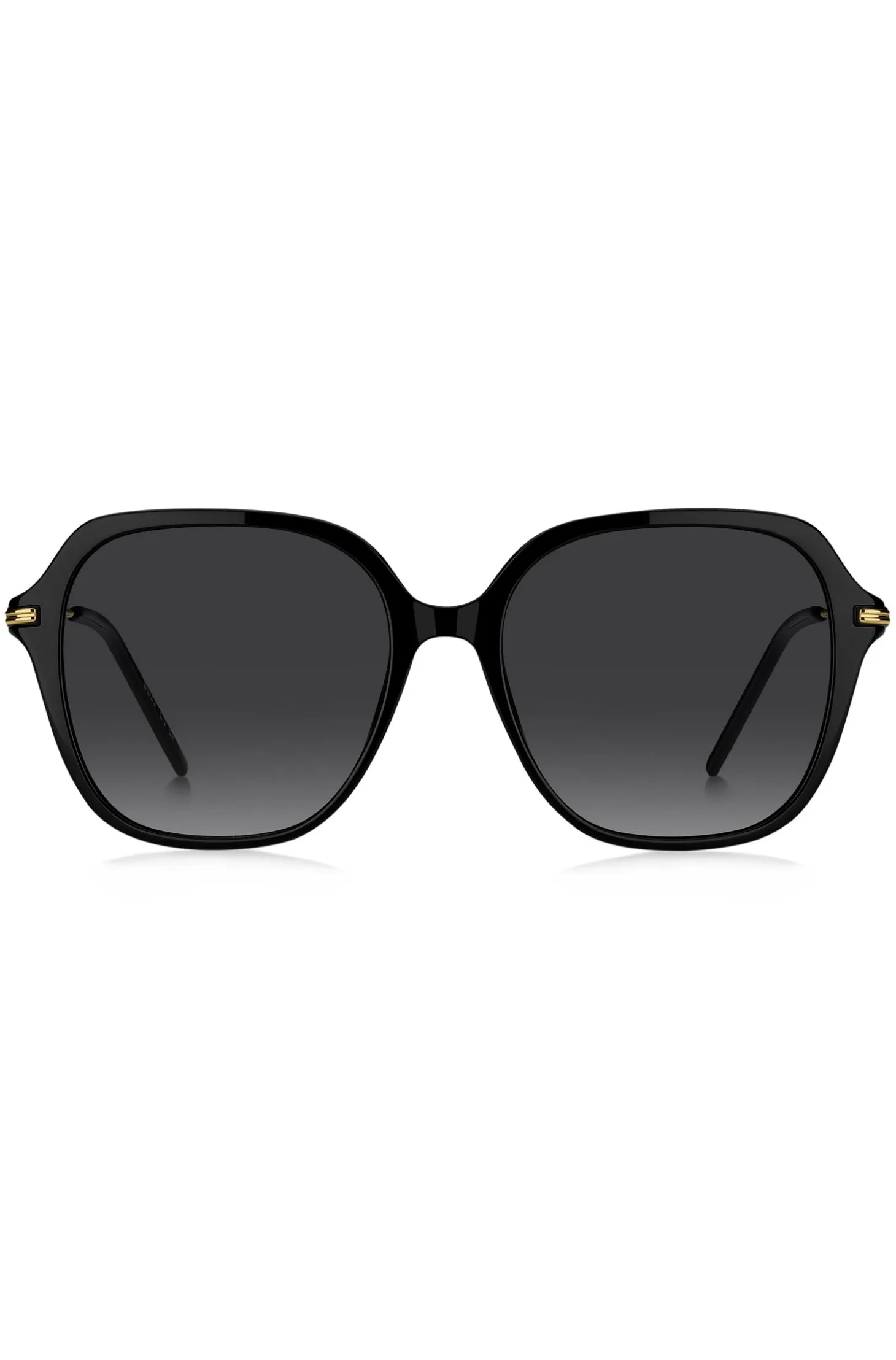 Sonnenbrille aus schwarzem Acetat mit Metallbügeln