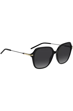 Sonnenbrille aus schwarzem Acetat mit Metallbügeln