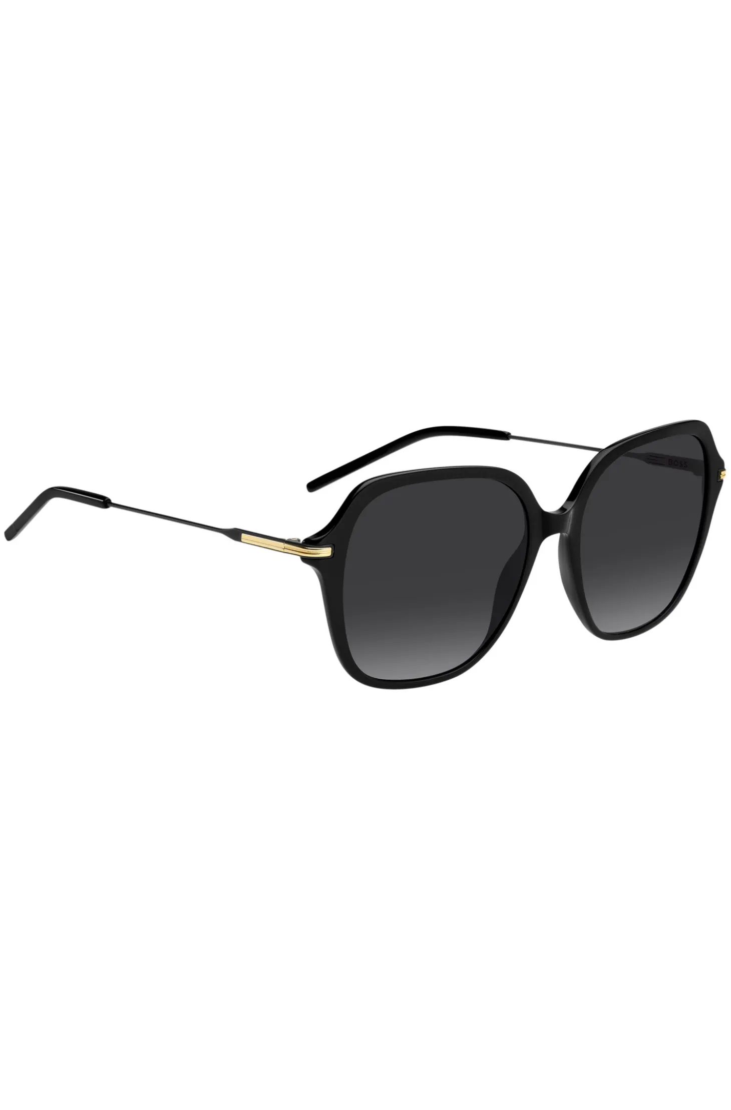 Sonnenbrille aus schwarzem Acetat mit Metallbügeln