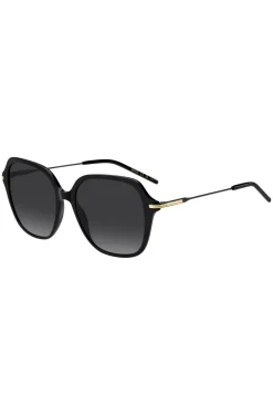 Sonnenbrille aus schwarzem Acetat mit Metallbügeln