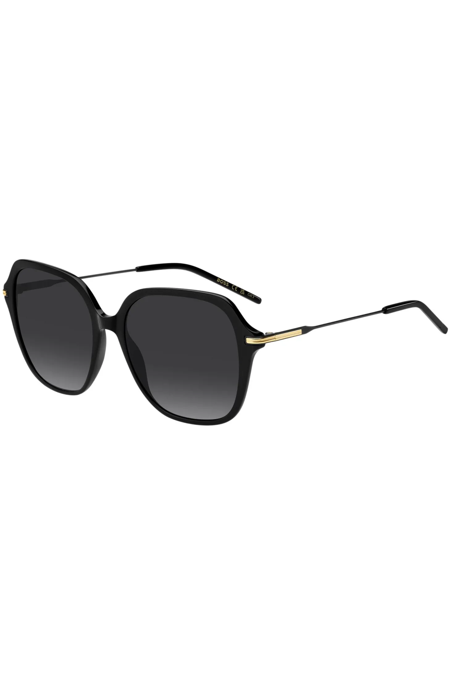 Sonnenbrille aus schwarzem Acetat mit Metallbügeln