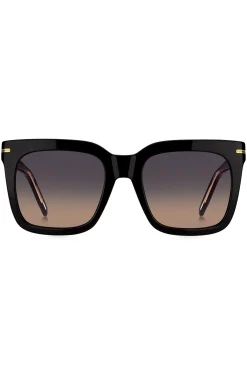 Sonnenbrille aus schwarzem Acetat mit goldfarbenen Metalldetails