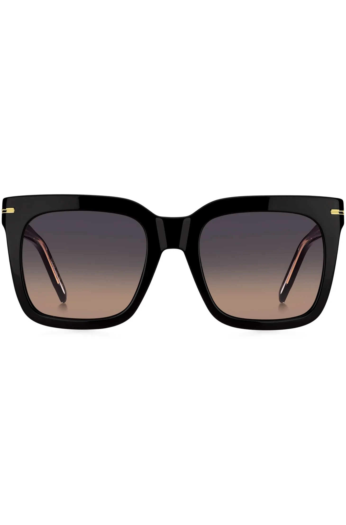 Sonnenbrille aus schwarzem Acetat mit goldfarbenen Metalldetails