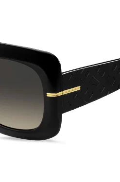 Sonnenbrille aus schwarzem Acetat mit Monogramm-Bügeln