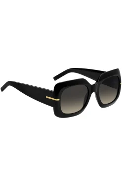 Sonnenbrille aus schwarzem Acetat mit Monogramm-Bügeln