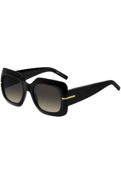 Sonnenbrille aus schwarzem Acetat mit Monogramm-Bügeln