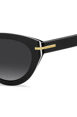 Sonnenbrille aus schwarzem Acetat mit goldfarbenen Details