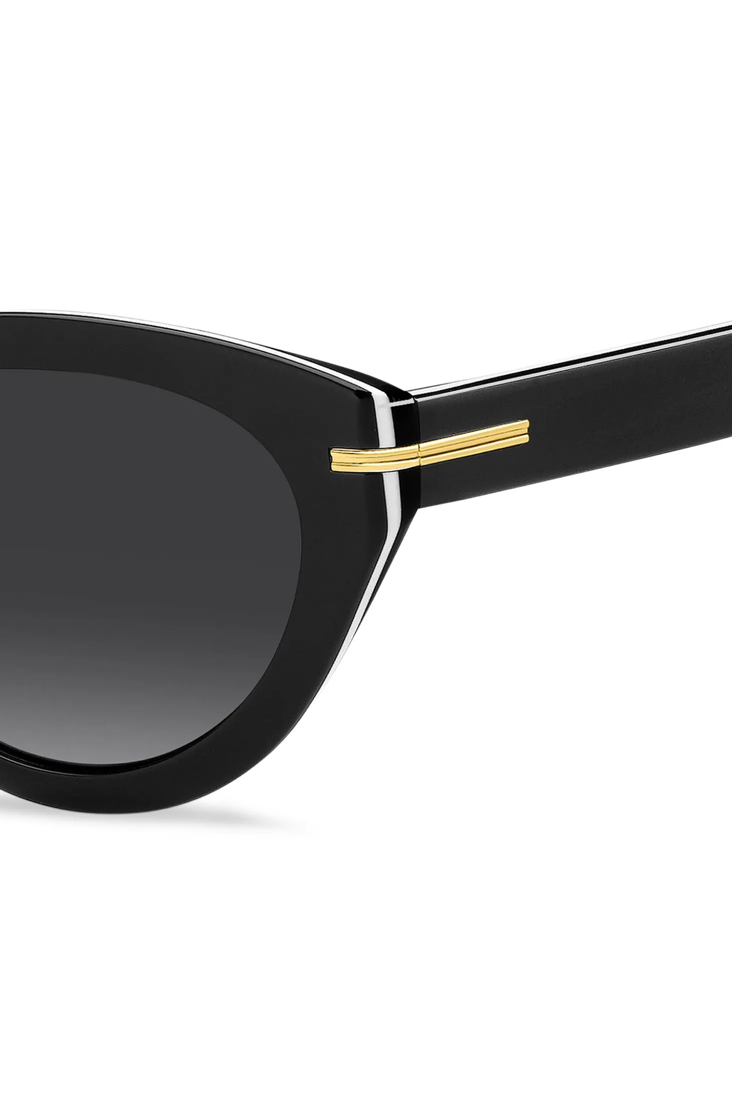 Sonnenbrille aus schwarzem Acetat mit goldfarbenen Details