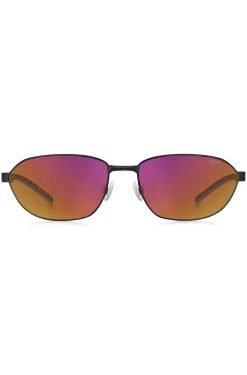 Sonnenbrille aus schwarzem Metall mit Cut-out-Logo