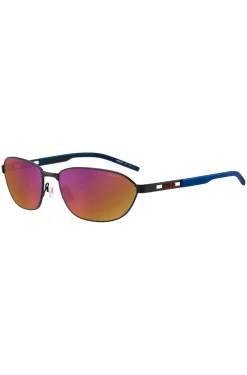 Sonnenbrille aus schwarzem Metall mit Cut-out-Logo