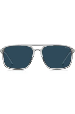 Sonnenbrille aus transparentem Acetat mit Gummi-Logo