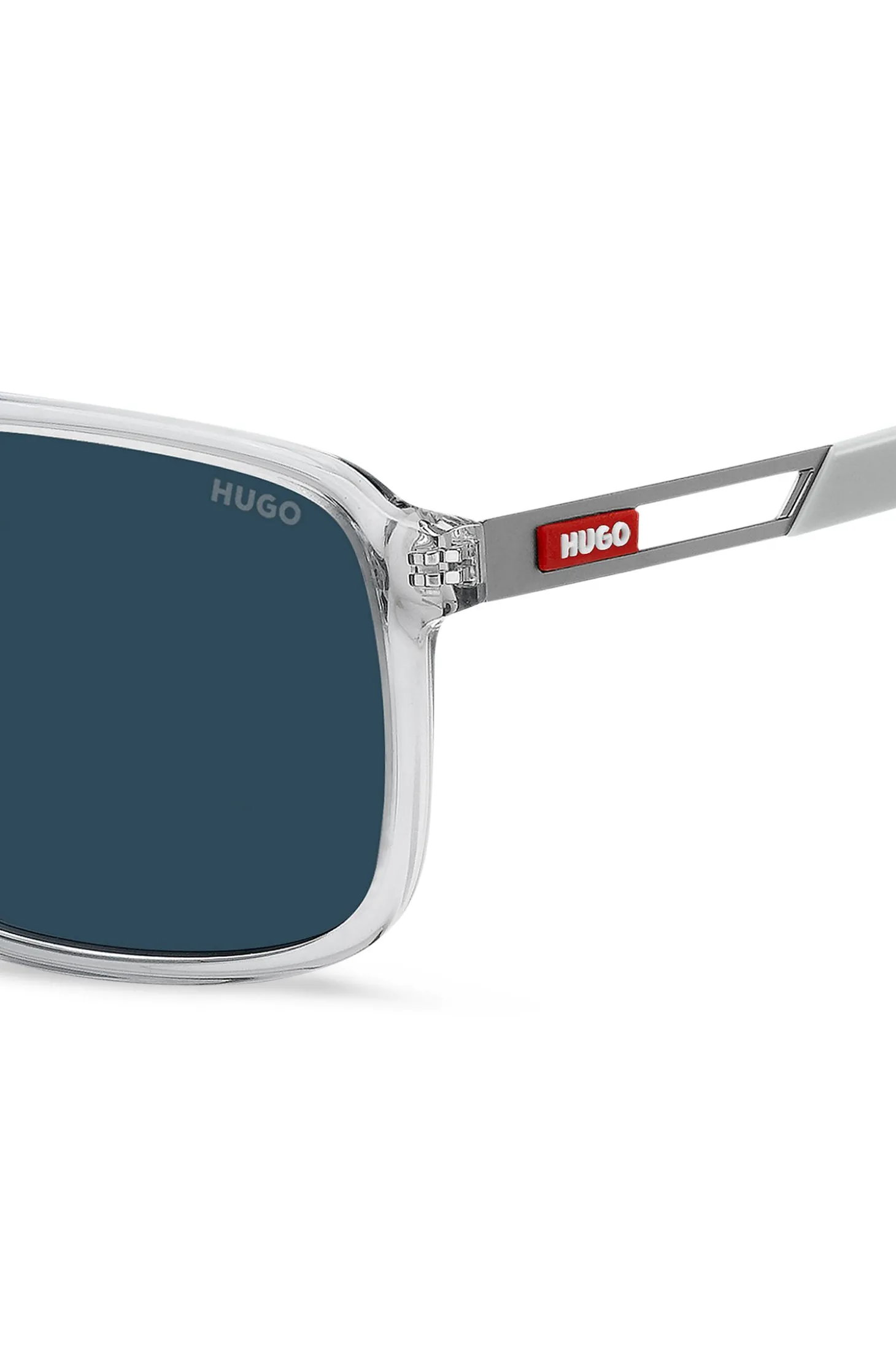 Sonnenbrille aus transparentem Acetat mit Gummi-Logo