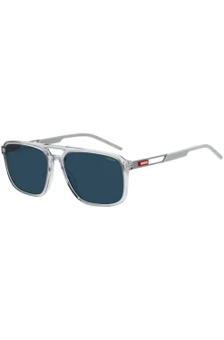 Sonnenbrille aus transparentem Acetat mit Gummi-Logo