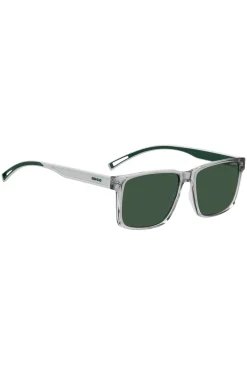 Sonnenbrille aus transparentem Acetat mit weißen und grünen Details
