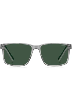 Sonnenbrille aus transparentem Acetat mit weißen und grünen Details