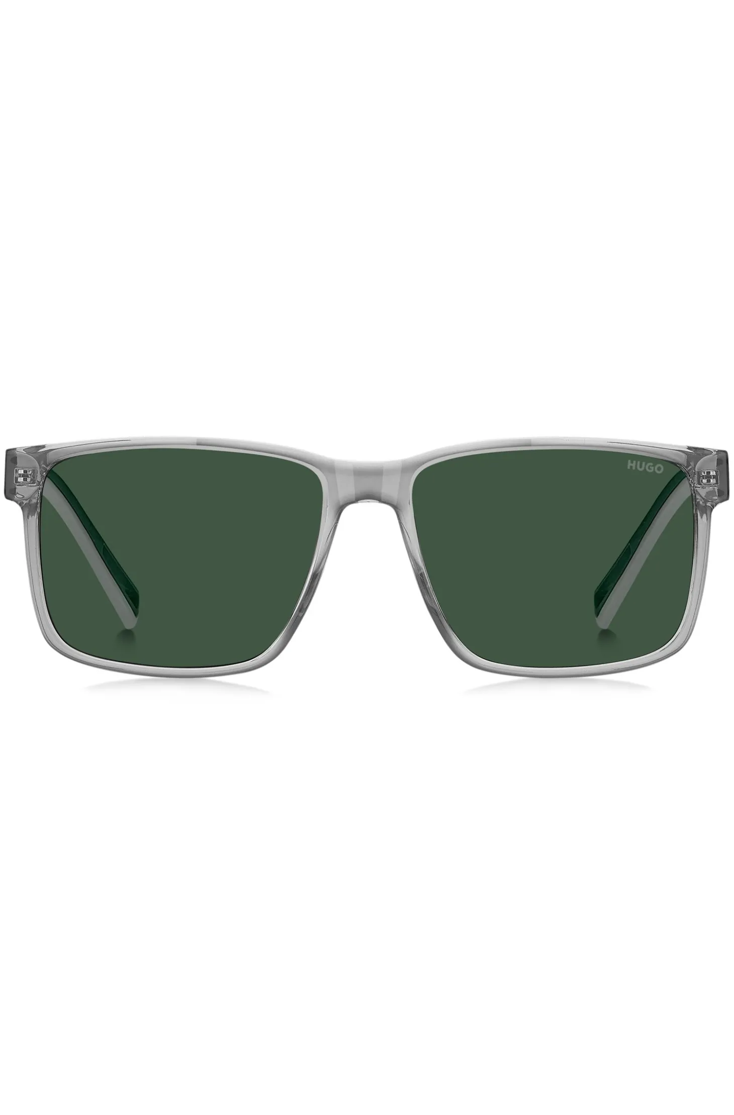 Sonnenbrille aus transparentem Acetat mit weißen und grünen Details
