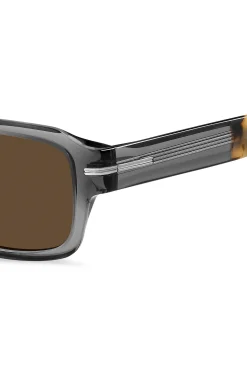 Sonnenbrille aus transparentem Acetat mit Details im Havanna-Stil
