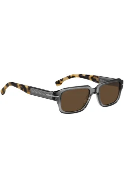 Sonnenbrille aus transparentem Acetat mit Details im Havanna-Stil