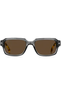 Sonnenbrille aus transparentem Acetat mit Details im Havanna-Stil