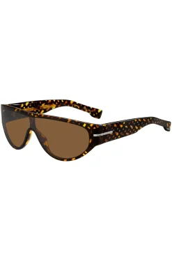 Sonnenbrille im Masken-Stil aus Acetat mit Monogramm-Muster