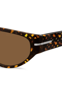 Sonnenbrille im Masken-Stil aus Acetat mit Monogramm-Muster