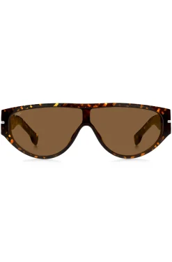 Sonnenbrille im Masken-Stil aus Acetat mit Monogramm-Muster