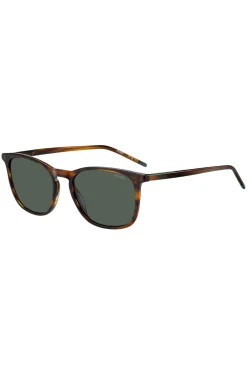 Sonnenbrille in brauner Horn-Optik mit Logo-Details